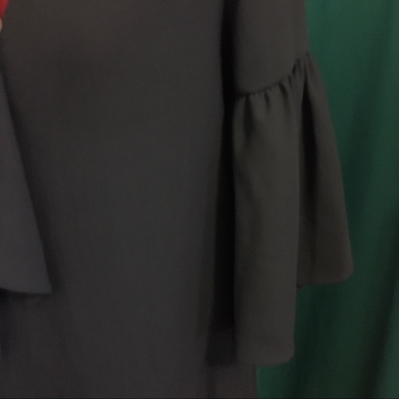 Elegant navy bell sleeve dress - Picture 3 of 6